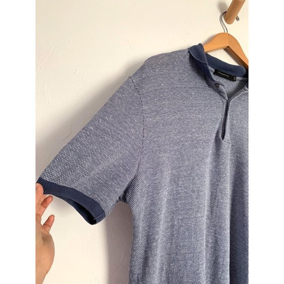 Ermenegildo Zegna XL Polo Shirt Blue Textured Cotton - Picture 4 of 10